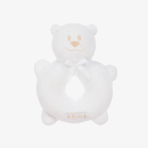 Emile et Rose-White Bear Baby Rattle Toy (14cm) | Childrensalon