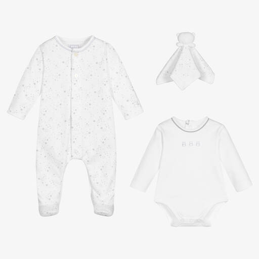 Emile et Rose-White Cotton Babysuit Set | Childrensalon