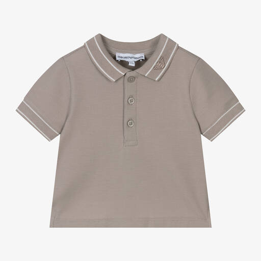 Emporio Armani-Baby Boys Beige Cotton Polo Shirt | Childrensalon