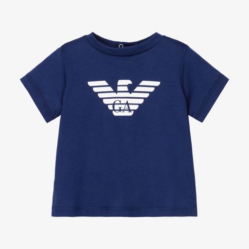 Emporio Armani-Blaues T-Shirt für Babys (J) | Childrensalon