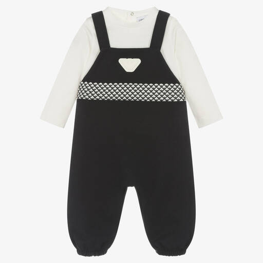 Emporio Armani-Navyblaues Latzhosen-Set aus Baumwolle für männliche Babys | Childrensalon