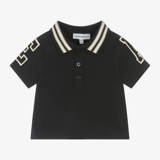Emporio Armani-Baby Boys Navy Blue Cotton EA Polo Shirt | Childrensalon
