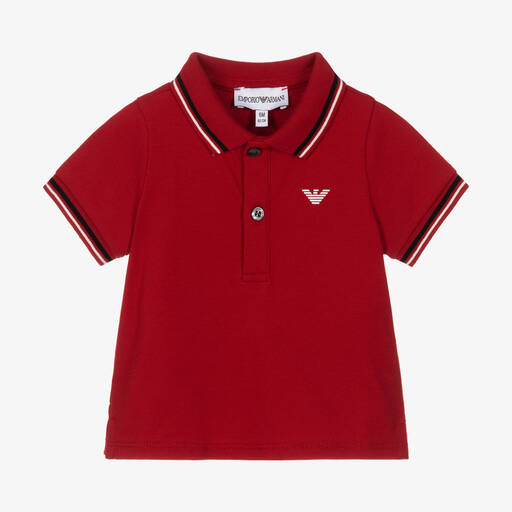 Emporio Armani-Красная рубашка поло из хлопка для малышей | Childrensalon