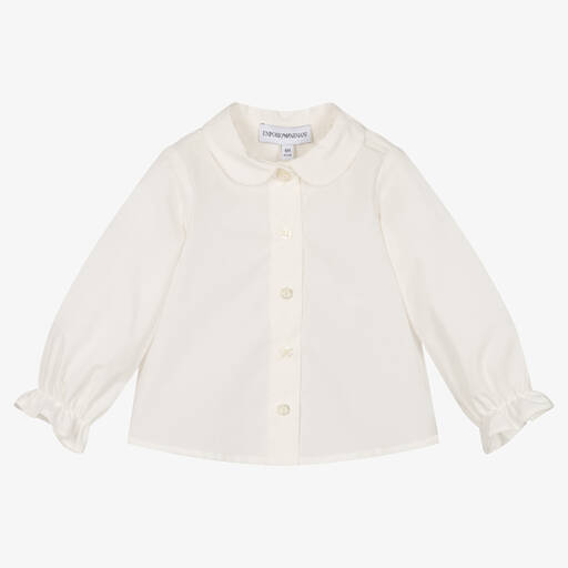 Emporio Armani-Кремовая хлопковая блузка для малышек | Childrensalon