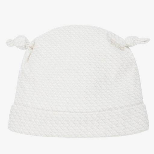Emporio Armani-Baby Ivory Cotton Logo Hat | Childrensalon