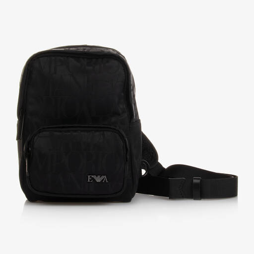 Emporio Armani-Black Jacquard Cross Body Bag (20cm) | Childrensalon