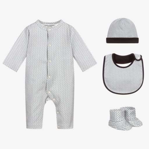 Emporio Armani-Blue 4 Piece Babysuit Gift Set | Childrensalon
