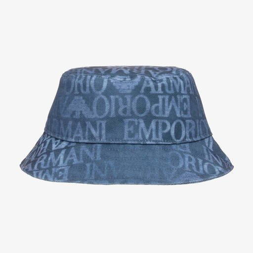 Emporio Armani-Blue Canvas Bucket Hat | Childrensalon