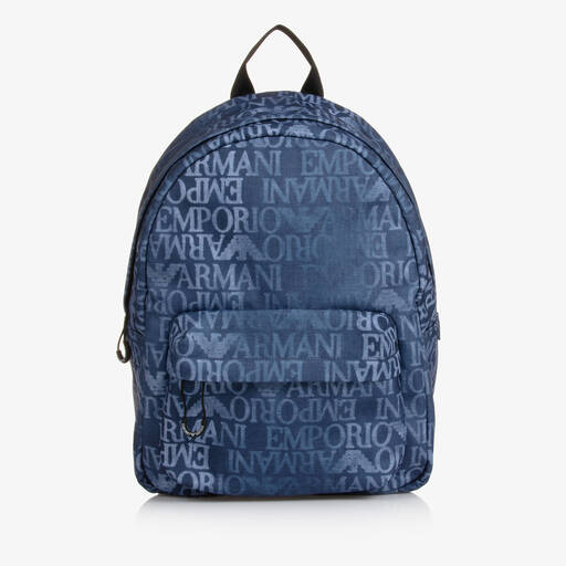 Emporio Armani-Blue Denim-Look Backpack (36cm) | Childrensalon