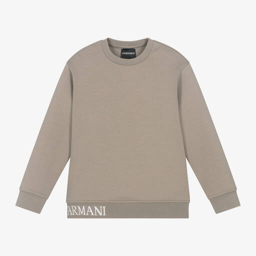 Emporio Armani-Boys Beige Cotton Sweatshirt | Childrensalon