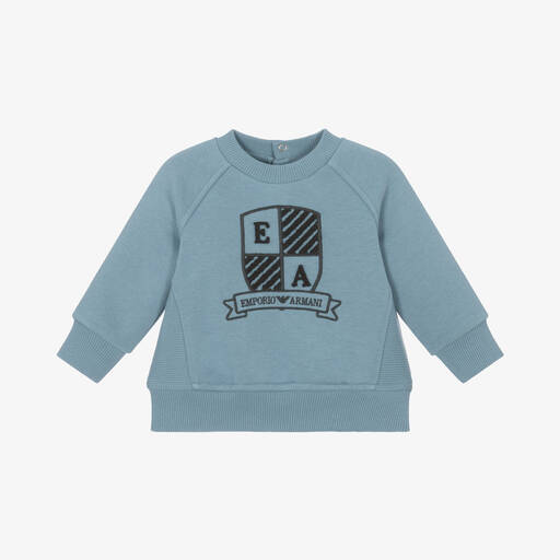 Emporio Armani-Boys Blue Cotton Sweatshirt  | Childrensalon