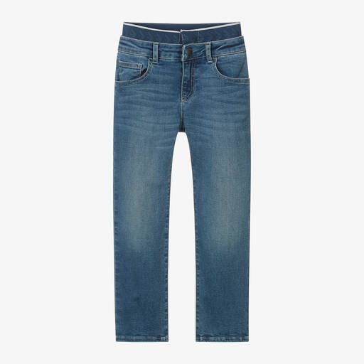 Emporio Armani-Boys Blue Denim Slim-Fit Jeans | Childrensalon