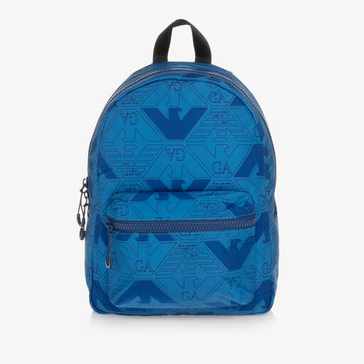Emporio Armani-Boys Blue Eagle Backpack (36cm) | Childrensalon