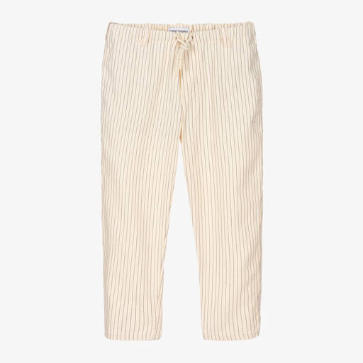 Emporio Armani-Boys Ivory Cotton & Linen Trousers | Childrensalon