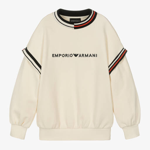 Emporio Armani-Boys Ivory Cotton Sweatshirt | Childrensalon
