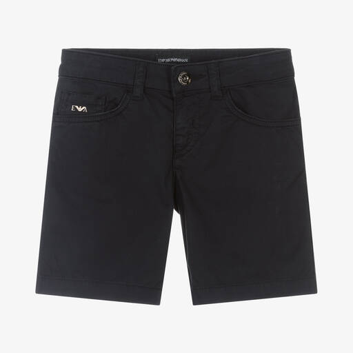 Emporio Armani-Navyblaue Baumwoll-Chino-Shorts | Childrensalon