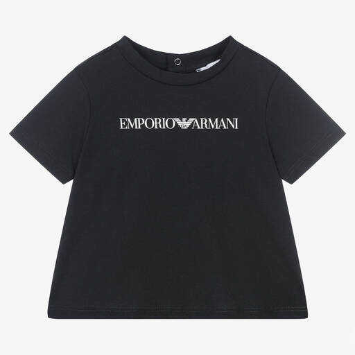 Emporio Armani-T-shirt bleu marine en coton pour garçon | Childrensalon