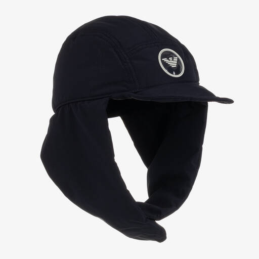 Emporio Armani-Синяя утепленная шапка-ушанка | Childrensalon