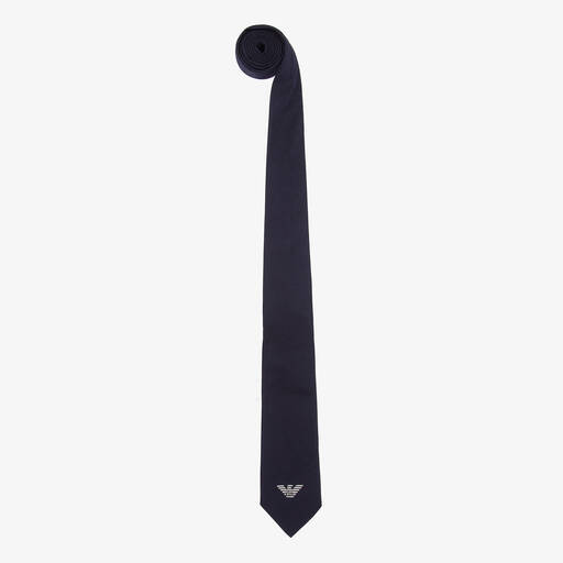 Emporio Armani- ربطة عنق بشعار النسر حرير لون كحلي | Childrensalon