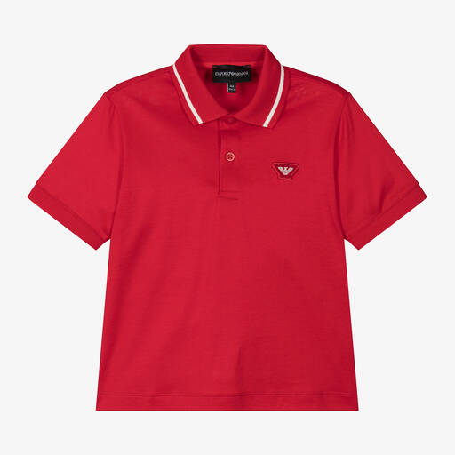 Emporio Armani-Boys Red Polo Shirt | Childrensalon