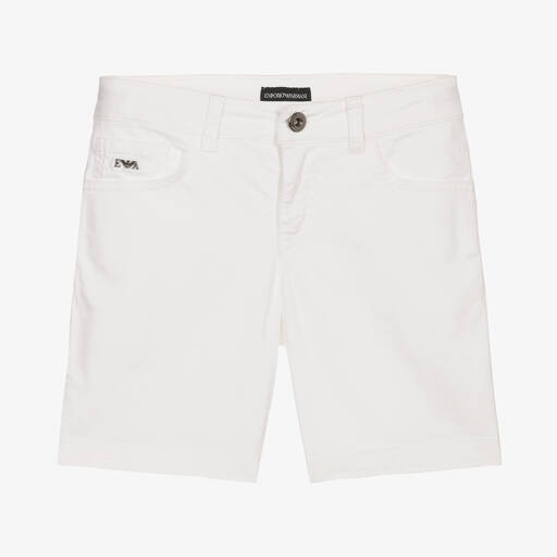 Emporio Armani-Boys White Cotton Shorts | Childrensalon