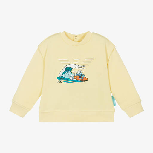 Emporio Armani-Boys Yellow Smurf Cotton Sweatshirt | Childrensalon