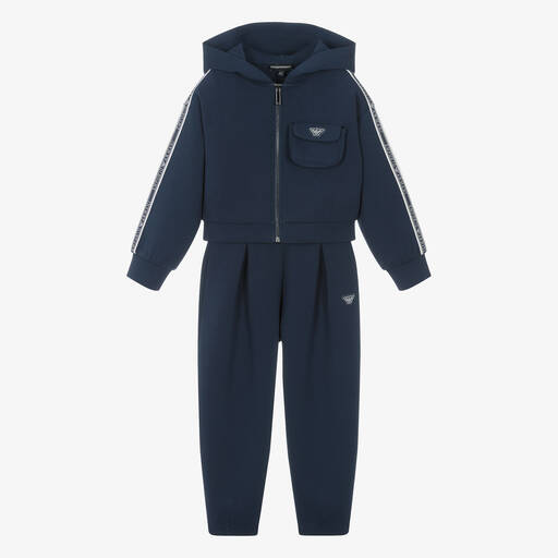 Emporio Armani-Survêtement bleu en coton à poche | Childrensalon