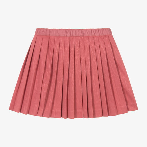 Emporio Armani-Girls Pink Pleated Logo Jacquard Skirt | Childrensalon