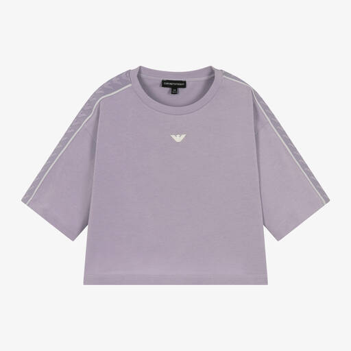 Emporio Armani-Girls Purple Cotton T-Shirt | Childrensalon