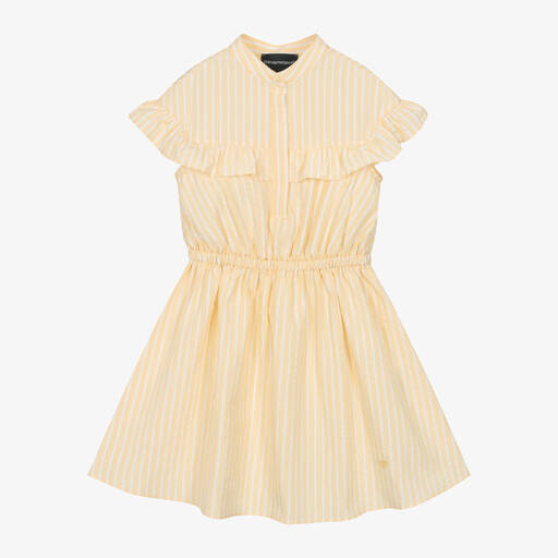 Emporio Armani-Girls Yellow Cotton Dress | Childrensalon