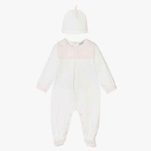 Emporio Armani-Ivory Babygrow & Hat Gift Set | Childrensalon