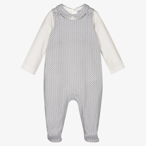 Emporio Armani-Ivory & Blue Babysuit Gift Set | Childrensalon