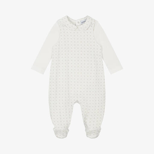 Emporio Armani-Ivory Cotton Babysuit Set | Childrensalon