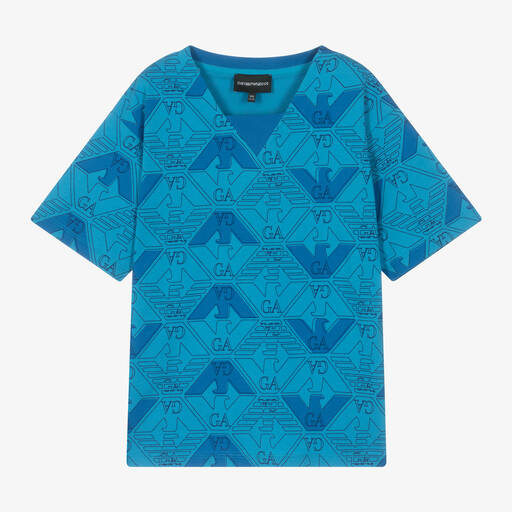 Emporio Armani-Teen Boys Blue Eagle Graphic T-Shirt | Childrensalon
