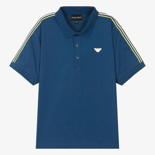 Emporio Armani-Teen Boys Blue Eagle Polo Shirt | Childrensalon
