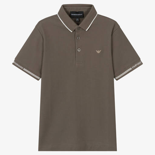 Emporio Armani-Teen Boys Brown Cotton Polo Shirt | Childrensalon