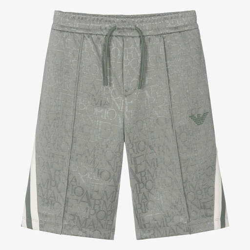 Emporio Armani-Teen Boys Green Jacquard Shorts | Childrensalon