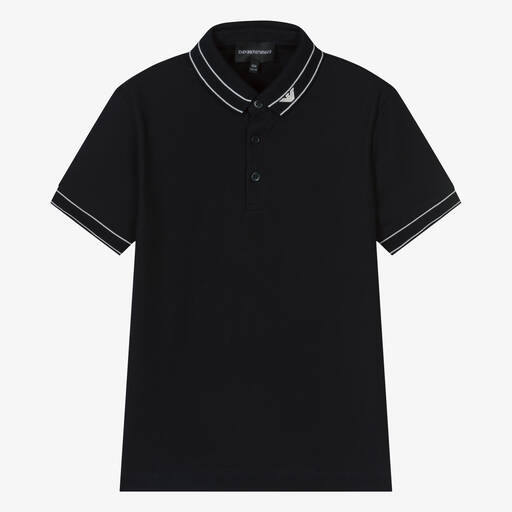 Emporio Armani-Teen Boys Navy Blue Cotton Polo Shirt | Childrensalon