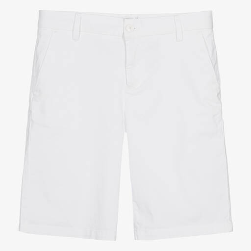Emporio Armani-Teen Boys White Cotton Chino Shorts | Childrensalon
