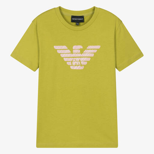 Emporio Armani-Teen Girls Green Cotton Eagle T-Shirt | Childrensalon
