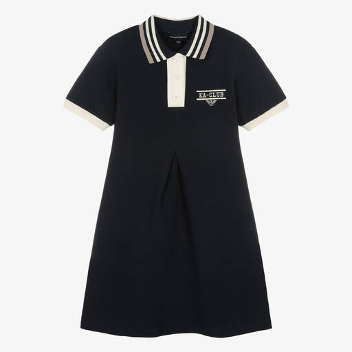 Emporio Armani-Teen Girls Navy Blue Cotton Polo Dress | Childrensalon