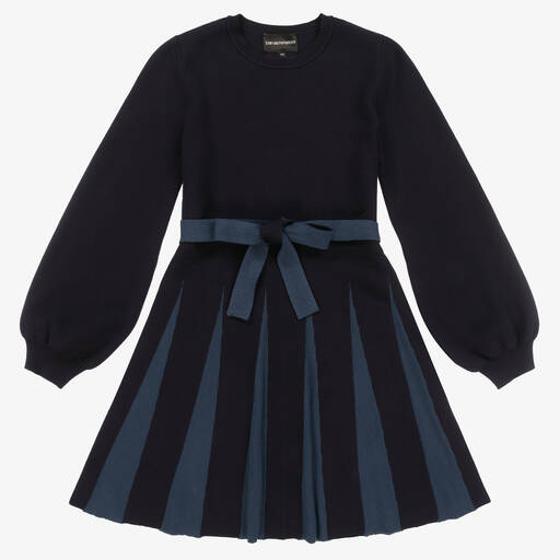 Emporio Armani-Teen Girls Navy Blue Knitted Dress | Childrensalon