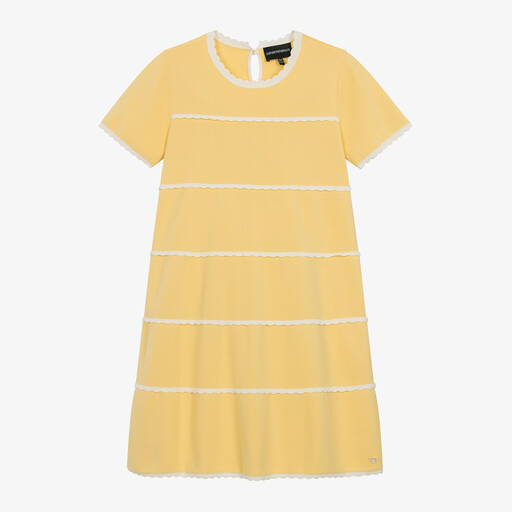 Emporio Armani-Teen Girls Yellow Cotton Knit Dress | Childrensalon