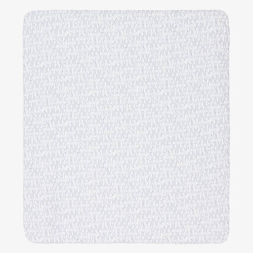 Emporio Armani-White & Blue Padded Cotton Blanket (75cm) | Childrensalon