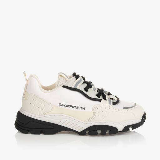 Emporio Armani-Кремово-белые кроссовки со шнурками | Childrensalon