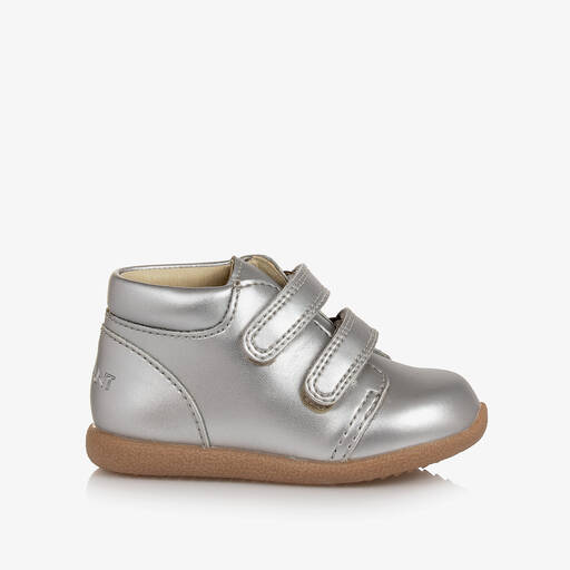 EN FANT-Baby Girls Silver Leather Velcro Boots | Childrensalon