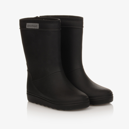 EN FANT-Black Thermal Rain Boots | Childrensalon