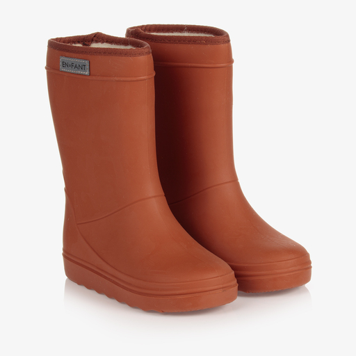 EN FANT-Brown Thermal Rain Boots | Childrensalon