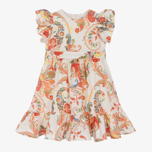 Etro-Girls Ivory Paisley Print Cotton Dress | Childrensalon