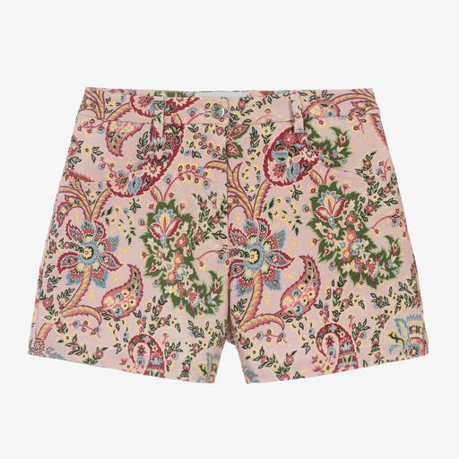 Etro-Girls Pink Paisley Print Twill Shorts | Childrensalon